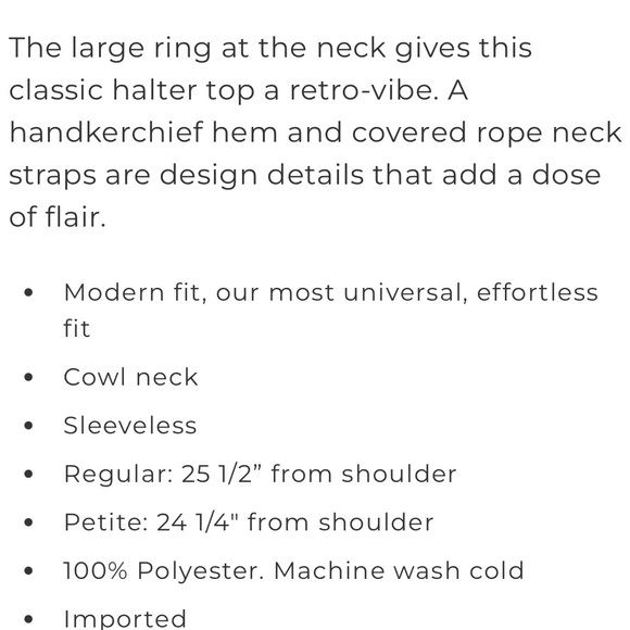 WHBM Ring Detail Halter Top - Picture 3 of 5